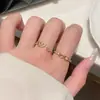 Anillo de Letra con Diamantes Huecos en Forma de Corazón Estilo Coreano para Mujer, Nuevo Diseño de Nicho, Versátil para el Trabajo, Anillo Abierto Ajustable