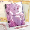 Novo Estilo Série Menina Bonita Caderno de Páginas Coloridas A5 Planejador Desenho Animado Anime Caderno com Capa de Couro Doce