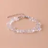 Pulsera de Grava Natural Mujer Amatista Granate Pulsera de Cristal Irregular Hebilla de Langosta Pulsera de Cadena Extendida