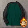 Camiseta térmica de bloques de color para hombre con forro polar de doble cara, camiseta de manga larga, ropa interior térmica elástica de moda para invierno