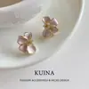 Aretes de Flor de Esmalte Rosa Aguja de Plata Esterlina Únicos 2025 Nuevos Aretes para Mujer Lujo Accesible de Alta Gama Joyería de Nicho para la Oreja