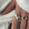 Anillo Minimalista con Lazo de Personalidad para Mujer Diseño Único Anillo Abierto de Moda Hip-Hop Anillo para Dedo Índice
