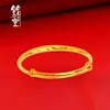 Pulsera de oro Sa Bebé Bebé Dragón Fénix pulsera de mano lisa pulsera chapada en oro bebé año de edad luna llena regalo de 100 días