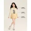 Conjunto de Primavera 2026 para Niñas Amybaby Nuevo Estilo Coreano Súper Lindo Top con Estampado de Oso y Falda Plisada
