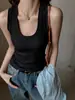 Camisola de verão com decote em U para mulheres, novo estilo sem mangas, adequada para usar ao ar livre, dá um visual de alta qualidade, top simples e que afina a silhueta