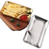 Acero Inoxidable 304 Plato para Snacks Coreano Pollo Frito Papas Fritas Compartimento para Salsa para Mojar Plato Rectangular Barbacoa Barbacoa Dorado Plato Plano