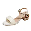 Sandalias para Mujer, Nuevo Estilo de Verano, Estilo Hada con Falda, Tiras de una Sola Línea, Tacones Gruesos de Moda, Tacones Altos Franceses