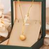 Não-desvanecendo-se high-end senso de demanda fosco pequena bola de ouro moda all-match temperamento titânio colar de aço feminino colar de clavícula