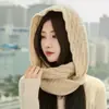 Conjunto de bufanda y gorro de punto trenzado 100% cachemira pura para mujer, gorro de punto grueso, estilo coreano, versátil y cómodo