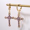 Aogu Moda Europea y Americana Baño de Cobre Oro de 18K Zircón Aretes Geométricos para Mujer Ins Nicho Aretes Personalizados Suministro Transfronterizo