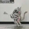 Acero Inoxidable Acabado Espejo Escultura de Gato Adorno Paisajismo de Jardín Comunidad Oficina de Ventas al Aire Libre Arte Decorativo de Lujo Ligero
