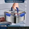 Caixa de preservação de aço inoxidável espessada portátil azul, selada de qualidade alimentar, grande capacidade, caixa de arroz quadrada Bento de frutas com tampa