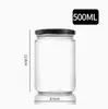 Suministro de Fábrica Botella de Vidrio Transparente Tarro de Miel Tarro Redondo Sellado con Tapa Botella para Pepinillos Caseros Botella Sellada