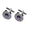 Amazon Transfronteiriça Novos Botões de Punho Estilo Francês, Botões de Punho Redondos com Cristais Incrustados de Diamante Vazados, Botões de Punho para Camisa e Terno Masculino