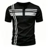 Camiseta Henley de Rayas para Hombre Verano Casual Cuello Henley Manga Corta Camisa Moderna Holgada