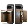 Funda para Teléfono con Ranura para Tarjeta para Google Pixel 11Proxl con Soporte Magnético, Carga Inalámbrica, Portatarjetas con Cremallera, Cubierta de Cuero