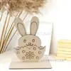 Manualidades de Madera de Pascua Color Original Conejo Adornos de Madera Manualidades para Fiesta de Conejos Adornos Decoraciones de Escritorio