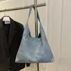 Bolso tote de mezclilla de estilo retro, moderno y de gran capacidad para mujer, adecuado para uso casual, para ir al trabajo y como bolso de hombro.