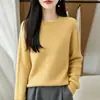 Top de Capa Base de Punto 100% Lana Pura Otoño/Invierno para Mujer, Engrosado, Cuello Redondo, Trenzado Lateral, Holgado, Suave, Pegajoso, Suéter Cálido