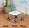 Acrílico universal roda baixa banqueta silenciosa transparente encosto cadeira pequena com boneca polia baixa banqueta rede sapato vermelho trocando banqueta