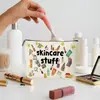 Bolsa de Cosméticos Boho Atardecer Hojas Estampado Retro Naranja Azul Divertido Diseño de Comida Bolsa de Almacenamiento