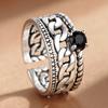 Deseo venta caliente anillo de cadena creativa apertura europeo y americano retro tailandés plata incrustada anillo de circón para hombres y mujeres al por mayor