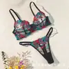 Conjunto de lingerie sexy europeu e americano, decote em V profundo, estilo fino, suporte lateral para os seios, minimiza o busto, sutiã com aro, renda fashion, puro e sedutor