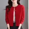 Otoño 2026 Nuevo Estilo Coreano Moda de Madre Cárdigan Suéter Corto Color Sólido Abrigo para Mujer Prendas de Punto Top Tendencia