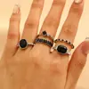 Anillo de combinación de flor de perla barroca transfronteriza europea y americana para mujer, anillo de lava de metal plisado de moda retro.