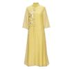 Modificado Cheongsam Primavera e Verão Jovem Vertical Collar Inclinado Placket Retrô Pesado Bordado Étnico Estilo Chinês Vestido 6038