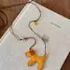 Colar com Pingente de Cerâmica de Cachorro Dachshund Fofo Nariz de Porco para Mulheres, Acessório Longo Vintage de Verão Corrente para Suéter, Design de Nicho