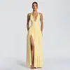 Vestido elegante nuevo de estilo europeo y americano 2026 de Amazon con abertura, cuello halter, corte ajustado y espalda descubierta