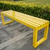 Banco de Parque de Hierro Forjado en Fila Recta, Banco de Descanso para Jardín al Aire Libre con Respaldo, Banco Largo de Madera Plástica para Interiores y Exteriores, Hierro Forjado de Madera Anticorrosión