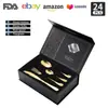 Cubiertos de Acero Inoxidable Transfronterizo de Amazon Cuchillo y Tenedor 1010 Cuchillo, Tenedor y Cuchara de Estilo Occidental Juego de 24 Piezas Cuchillo y Tenedor para Carne Caja de Regalo