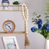Cadenas de Cuentas de Madera de Tronco Personalizadas de 12 Pulgadas, Cadena de Cuentas de Madera con Borla de Cuerda de Cáñamo, Cadena Decorativa