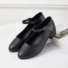 Sapatos de Trabalho Bai Zhenhe Primavera e Outono Novos de Couro Genuíno Macio, Sapatos de Dança Femininos de Solado Macio com Tira Única, Sapatos Confortáveis para Senhoras