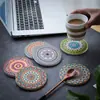 Posavasos de té de mandala de cerámica, Mantel individual, Base redonda resistente al calor anti quemaduras, Posavasos de cerámica personalizable Regalo