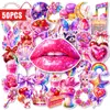 Compra directa transfronteriza de 50 pegatinas de brillo rosa para labios, mariposa, unicornio, corazón, pastel y conejo para decoración de pasteles