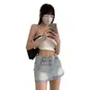 Minifalda de mezclilla de verano para mujer, de cintura alta, falda acampanada que estiliza, falda bodycon versátil, falda de mezclilla moderna