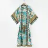 Punto Mujeres Nuevo Wholesale Estampado de Flor de Fénix Kimono de Algodón con Caída Chaqueta 8660