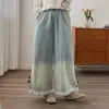Jeans Blancos de Pierna Ancha Estilo Retro Japonés Otoño 2025 para Mujer Cintura Elástica Casual Pantalones Rectos con Adorno de Encaje