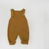 Conjunto de Dos Piezas Tejido Estilo Coreano para Bebés y Niños Pequeños, Unisex, Suave y Pegajoso, Peto de Tirantes Multicolor + Suéter de Color Sólido