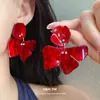 Pendientes de Resina con Flor Tachonada de Diamantes Color Plata, Pendientes Versátiles Retro Suaves y Dulces Estilo Bosque, Pendientes de Nicho de Gama Alta para Mujer