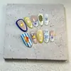 30 Piezas de Uñas Postizas de Tamaño Mediano con Forma de Almendra Color Durazno, Estilo Fresco de Verano, Diseño de Frutas Coloridas 3D, Estilo Lindo Ins, Moda Europea y Americana