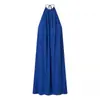 Comercio Exterior Al por Mayor 2025 Nuevo Verano Ropa para Mujer Estilo Europeo y Americano Moda Vestido Midi con Cuello Halter Drapado 2180311