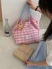 Ins Casual Versátil Xadrez Cordão Bolsa de Ombro Grande Capacidade Bolsa Tote Xadrez Creme Bolsa de Viagem Bolsa para o Dia a Dia