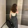 Camisola de Seda Hielo para Chica Atractiva con Cinturón para Mujer, Almohadilla en el Pecho, Espalda Hermosa, Top Tubo, Ropa Interior Base Corta para Verano