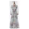 Elegante y con Estilo Vestido de Moda para Mujer con Estampado de Diamantes Florales, Falda de Dobladillo Amplio, Cuello Alto de Verano, Ceñido a la Cintura, Vestido Estampado Adelgazante