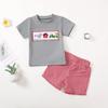 Traje Casual Unisex Bordado para Bebé de Nueva Llegada Transfronterizo Camiseta de Manga Corta con Pantalones Cortos Soporta Venta al por Mayor de una Pieza