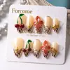 Jiuzuan Exclusivo Transfronterizo Hecho a Mano Personalizado Europeo y Americano Estampado de Cebra Francés Uñas Portátiles 3D Flores de Cereza Lunares